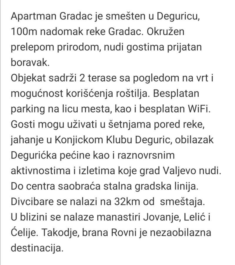 Apartman Gradac Deguric Valjevo Luaran gambar